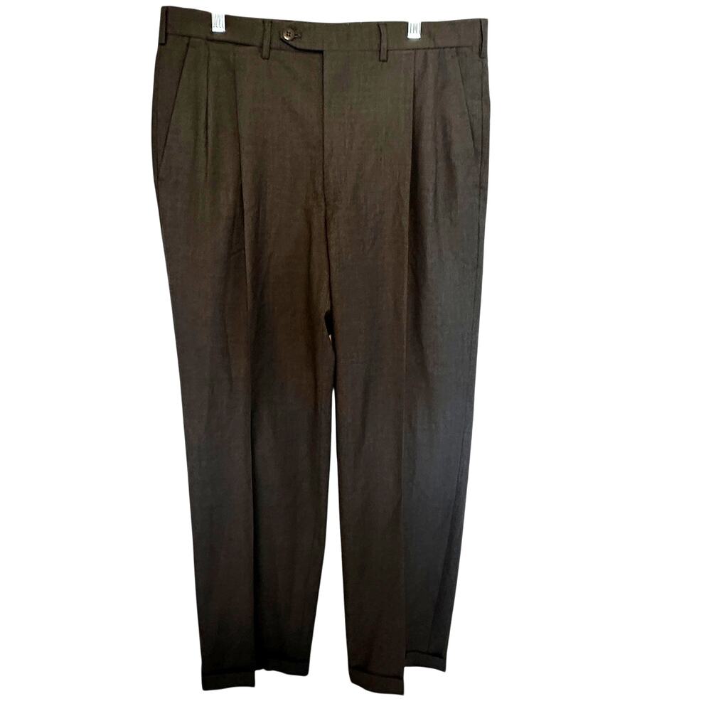 Bergdorf Goodman Wool Dress Pants Mens Size 32 Gray Pleated Business Wedding